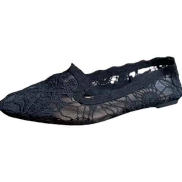 Seychelles Black Lace Mesh Ballet Flats Memory Foam Womens Size 9.5 M - Picture 2 of 8
